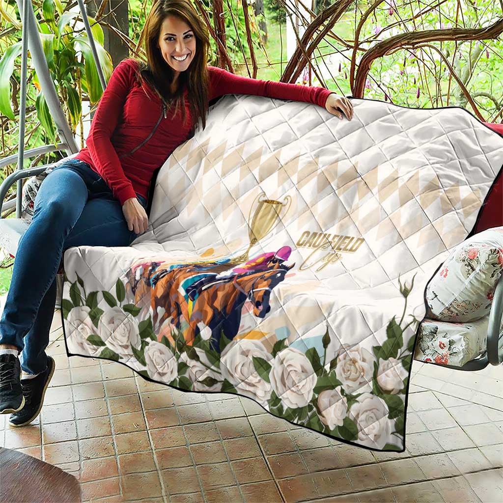 Australia Cup Caulfield Horse Racing Quilt Champion Trophy Mix White Roses - Wonder Print Shop