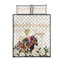 Australia Cup Caulfield Horse Racing Quilt Bed Set Champion Trophy Mix White Roses - Wonder Print Shop