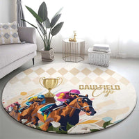 Australia Cup Caulfield Horse Racing Round Carpet Champion Trophy Mix White Roses - Wonder Print Shop