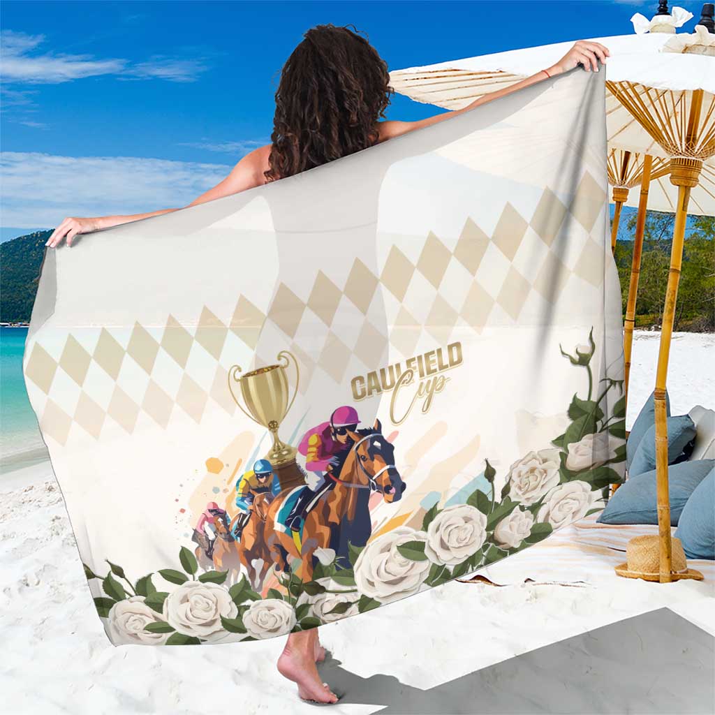 Australia Cup Caulfield Horse Racing Sarong Champion Trophy Mix White Roses - Wonder Print Shop