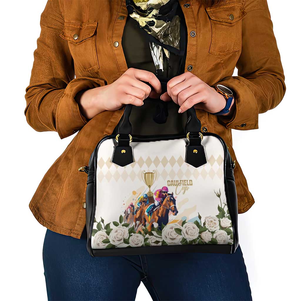 Australia Cup Caulfield Horse Racing Shoulder Handbag Champion Trophy Mix White Roses - Wonder Print Shop