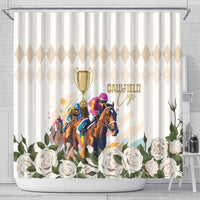 Australia Cup Caulfield Horse Racing Shower Curtain Champion Trophy Mix White Roses - Wonder Print Shop