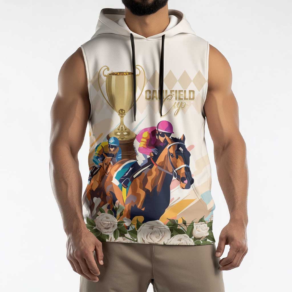Australia Cup Caulfield Horse Racing Sleeveless Hoodie Champion Trophy Mix White Roses - Wonder Print Shop