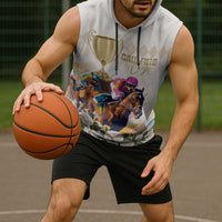 Australia Cup Caulfield Horse Racing Sleeveless Hoodie Champion Trophy Mix White Roses - Wonder Print Shop