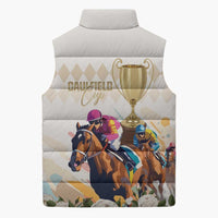 Australia Cup Caulfield Horse Racing Sleeveless Puffer Jacket Champion Trophy Mix White Roses - Wonder Print Shop
