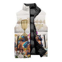 Australia Cup Caulfield Horse Racing Sleeveless Puffer Jacket Champion Trophy Mix White Roses - Wonder Print Shop