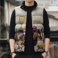 Australia Cup Caulfield Horse Racing Sleeveless Puffer Jacket Champion Trophy Mix White Roses - Wonder Print Shop