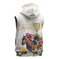 Australia Cup Caulfield Horse Racing Sleeveless Zip Hoodie Champion Trophy Mix White Roses - Wonder Print Shop