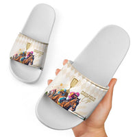 Australia Cup Caulfield Horse Racing Slide Sandals Champion Trophy Mix White Roses - Wonder Print Shop