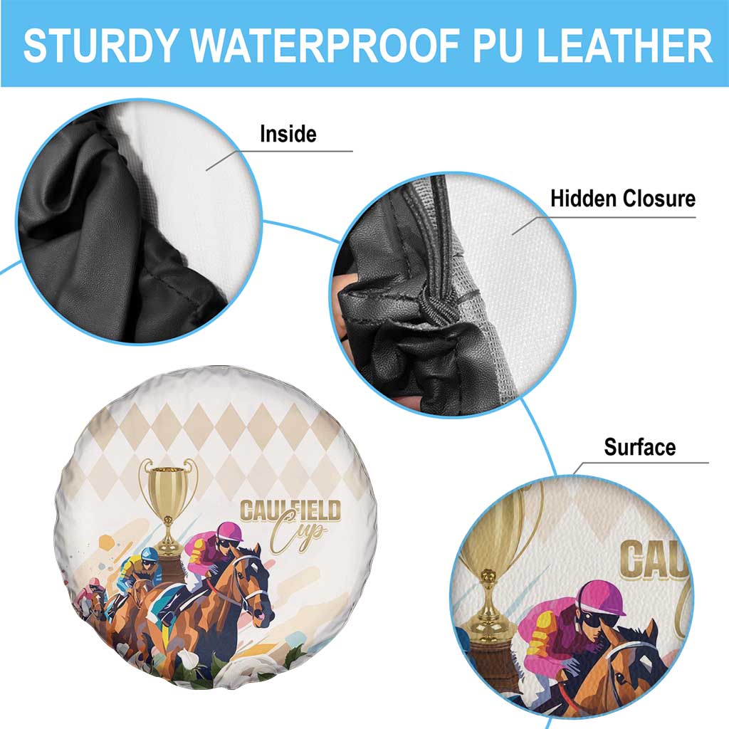 Australia Cup Caulfield Horse Racing Spare Tire Cover Champion Trophy Mix White Roses - Wonder Print Shop