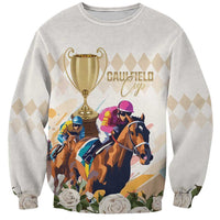 Australia Cup Caulfield Horse Racing Sweatshirt Champion Trophy Mix White Roses - Wonder Print Shop