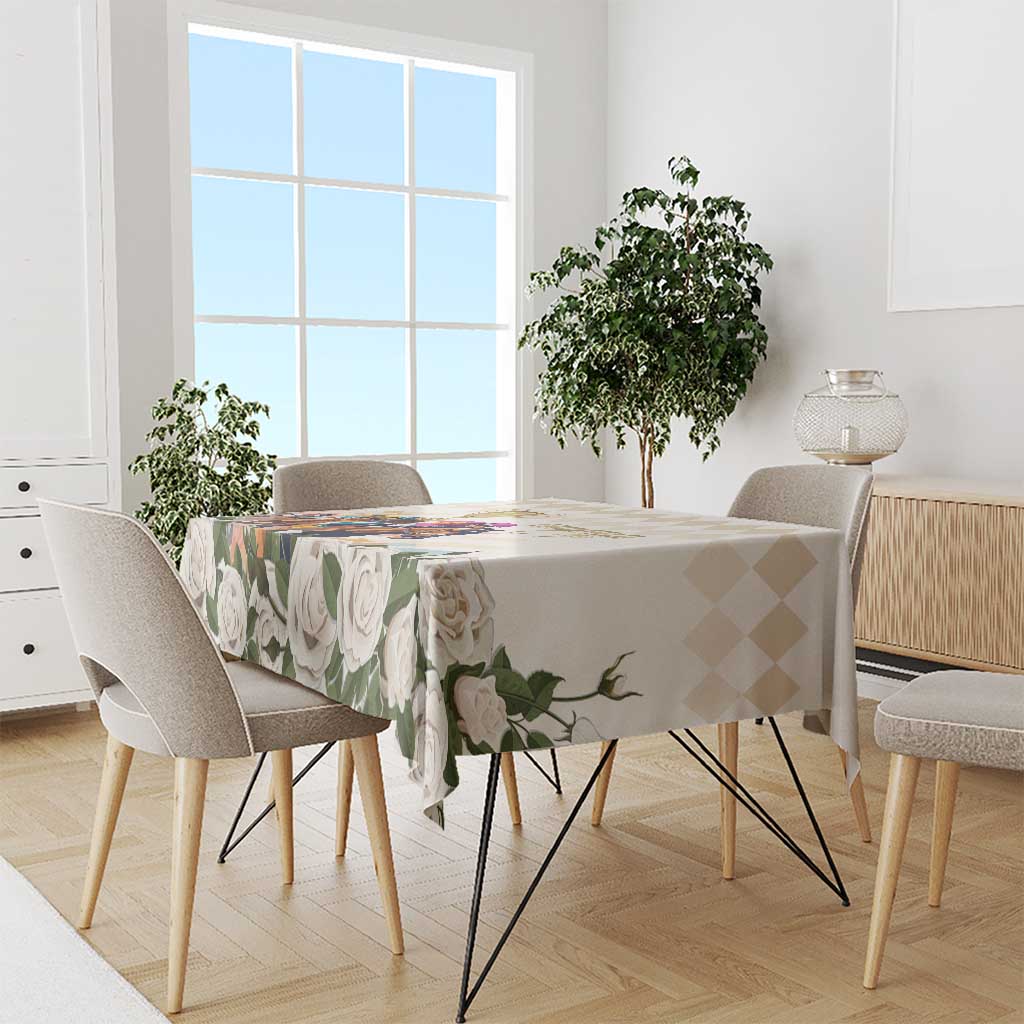 Australia Cup Caulfield Horse Racing Tablecloth Champion Trophy Mix White Roses - Wonder Print Shop