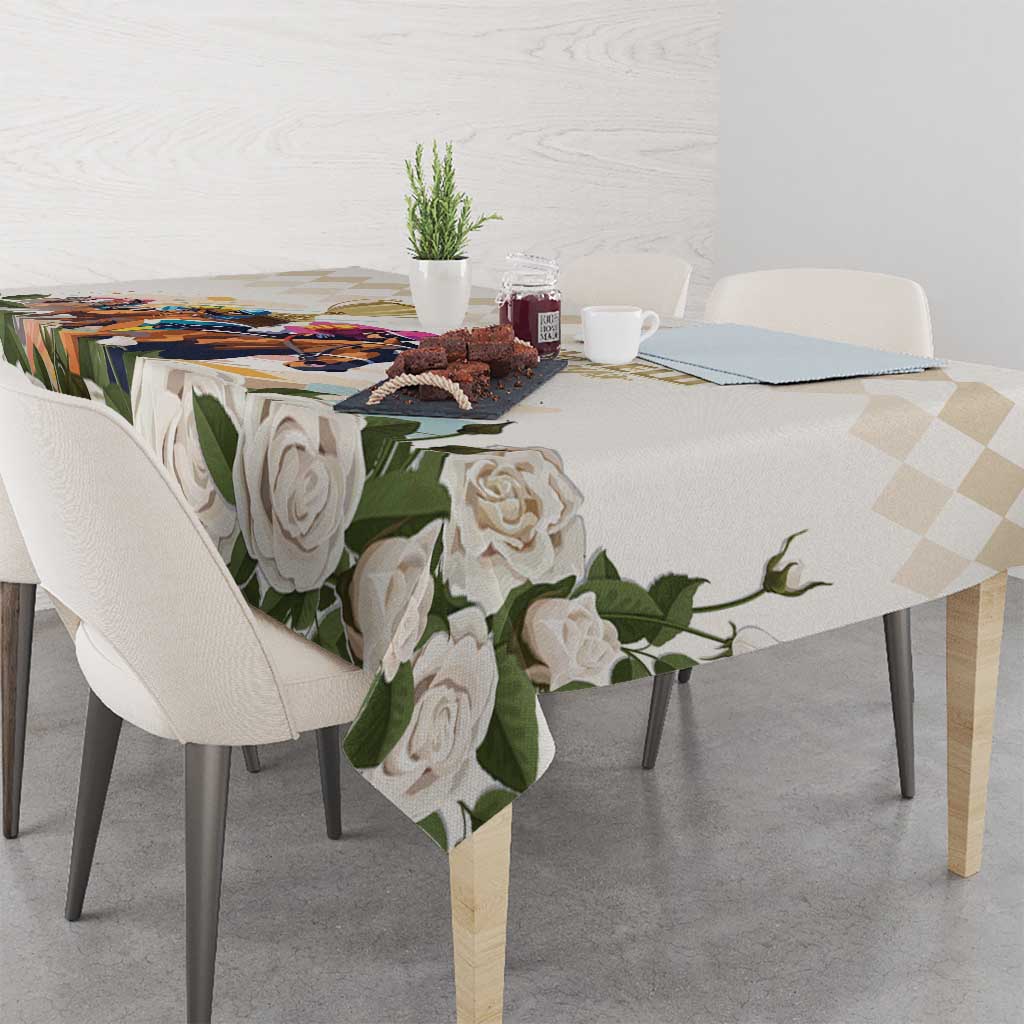 Australia Cup Caulfield Horse Racing Tablecloth Champion Trophy Mix White Roses - Wonder Print Shop