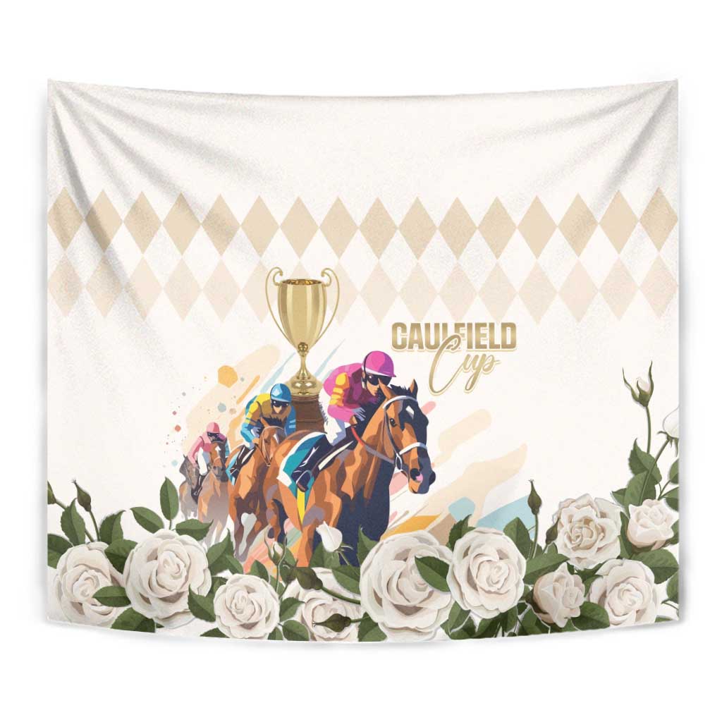 Australia Cup Caulfield Horse Racing Tapestry Champion Trophy Mix White Roses - Wonder Print Shop