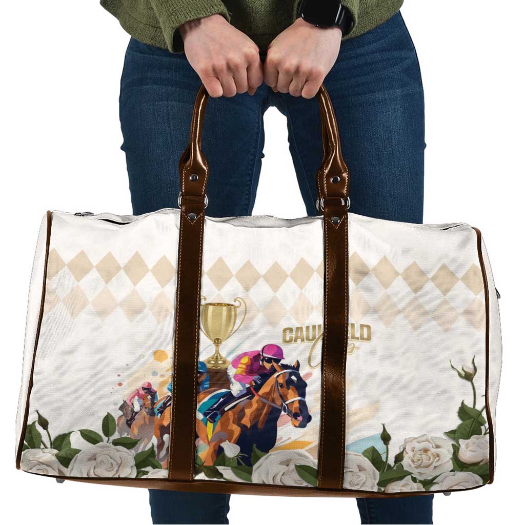 Australia Cup Caulfield Horse Racing Travel Bag Champion Trophy Mix White Roses - Wonder Print Shop