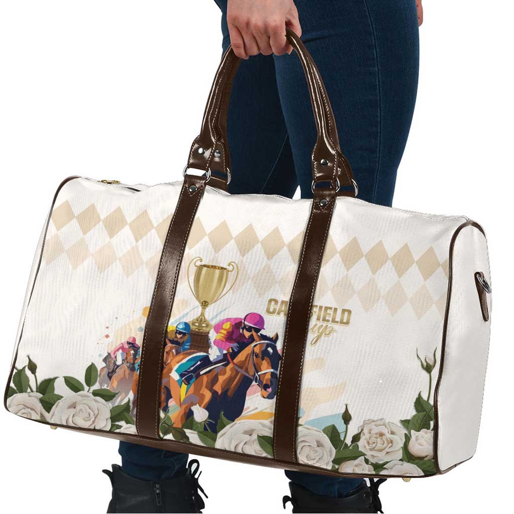 Australia Cup Caulfield Horse Racing Travel Bag Champion Trophy Mix White Roses - Wonder Print Shop