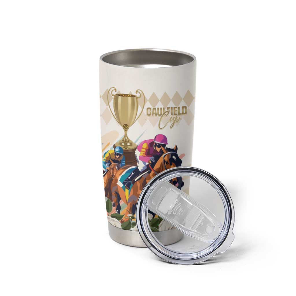 Australia Cup Caulfield Horse Racing Tumbler Cup Champion Trophy Mix White Roses - Wonder Print Shop