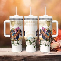 Australia Cup Caulfield Horse Racing Tumbler With Handle Champion Trophy Mix White Roses - Wonder Print Shop