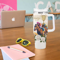 Australia Cup Caulfield Horse Racing Tumbler With Handle Champion Trophy Mix White Roses - Wonder Print Shop