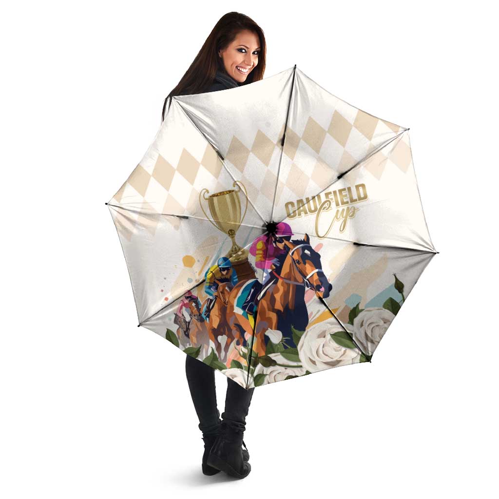 Australia Cup Caulfield Horse Racing Umbrella Champion Trophy Mix White Roses - Wonder Print Shop