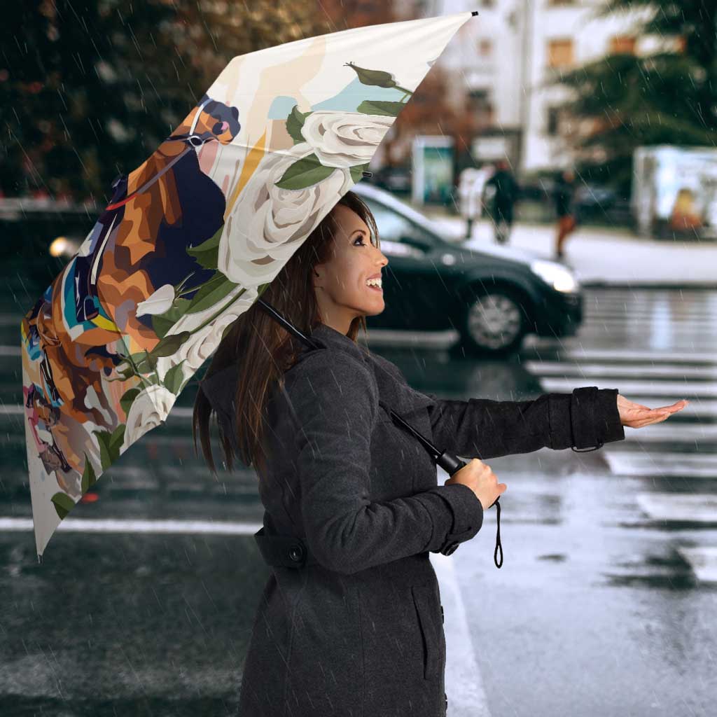 Australia Cup Caulfield Horse Racing Umbrella Champion Trophy Mix White Roses - Wonder Print Shop