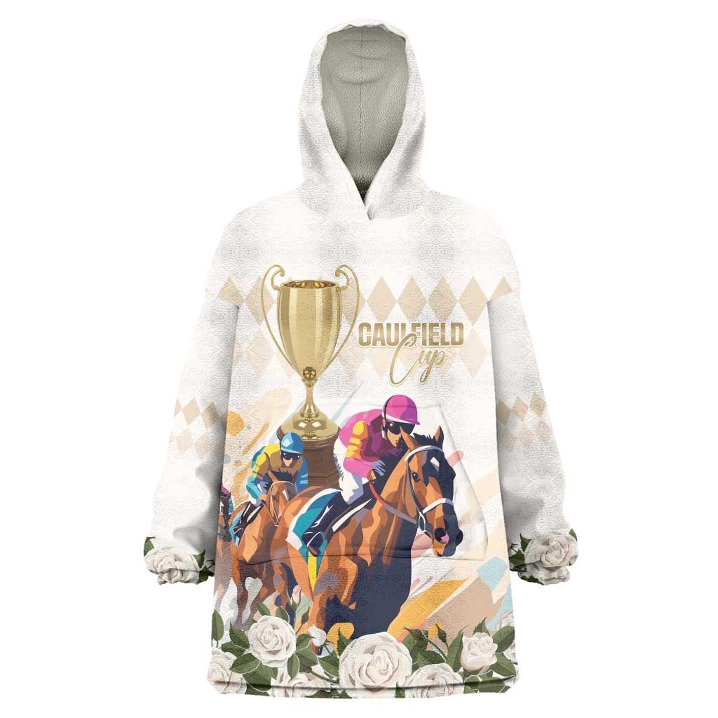 Australia Cup Caulfield Horse Racing Wearable Blanket Hoodie Champion Trophy Mix White Roses - Wonder Print Shop