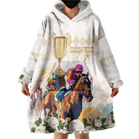 Australia Cup Caulfield Horse Racing Wearable Blanket Hoodie Champion Trophy Mix White Roses - Wonder Print Shop