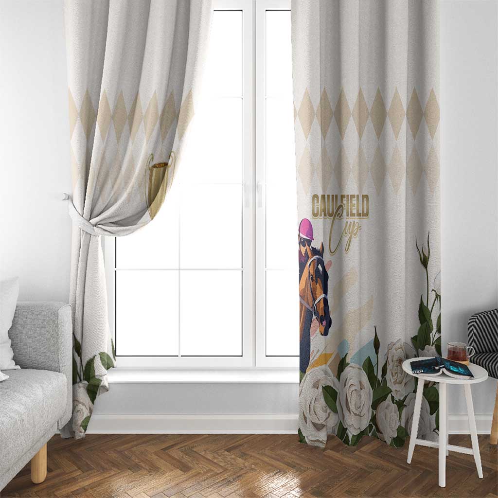 Australia Cup Caulfield Horse Racing Window Curtain Champion Trophy Mix White Roses - Wonder Print Shop