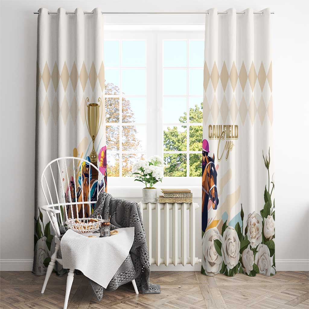 Australia Cup Caulfield Horse Racing Window Curtain Champion Trophy Mix White Roses - Wonder Print Shop