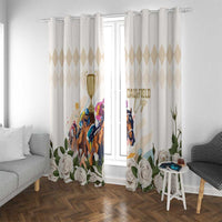 Australia Cup Caulfield Horse Racing Window Curtain Champion Trophy Mix White Roses - Wonder Print Shop