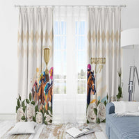 Australia Cup Caulfield Horse Racing Window Curtain Champion Trophy Mix White Roses - Wonder Print Shop