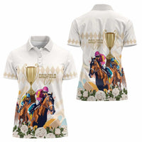Australia Cup Caulfield Horse Racing Women Polo Shirt Champion Trophy Mix White Roses - Wonder Print Shop