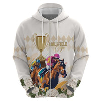 Australia Cup Caulfield Horse Racing Zip Hoodie Champion Trophy Mix White Roses - Wonder Print Shop