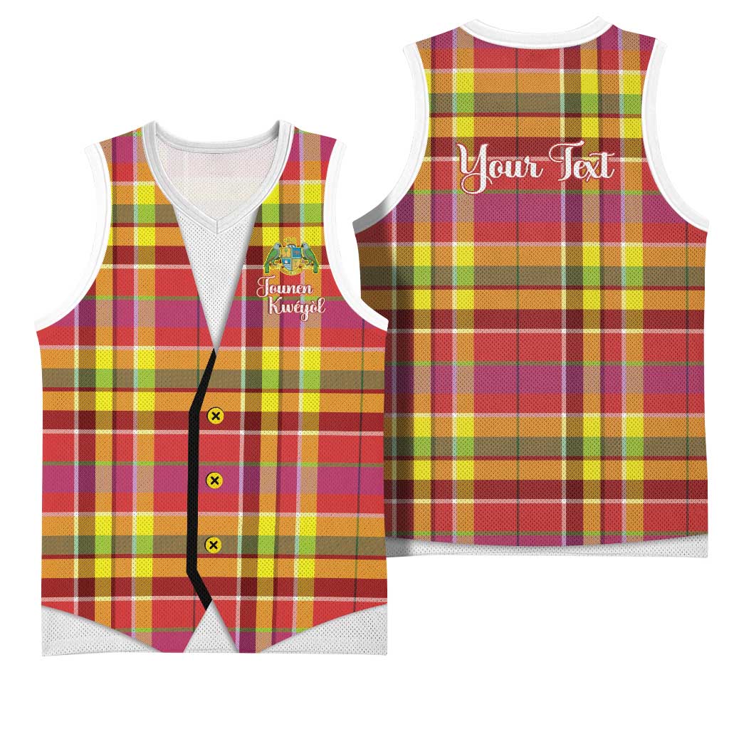 Personalized Dominica Creole Day Basketball Jersey Jounen Kweyol Red Madras Proud - Wonder Print Shop