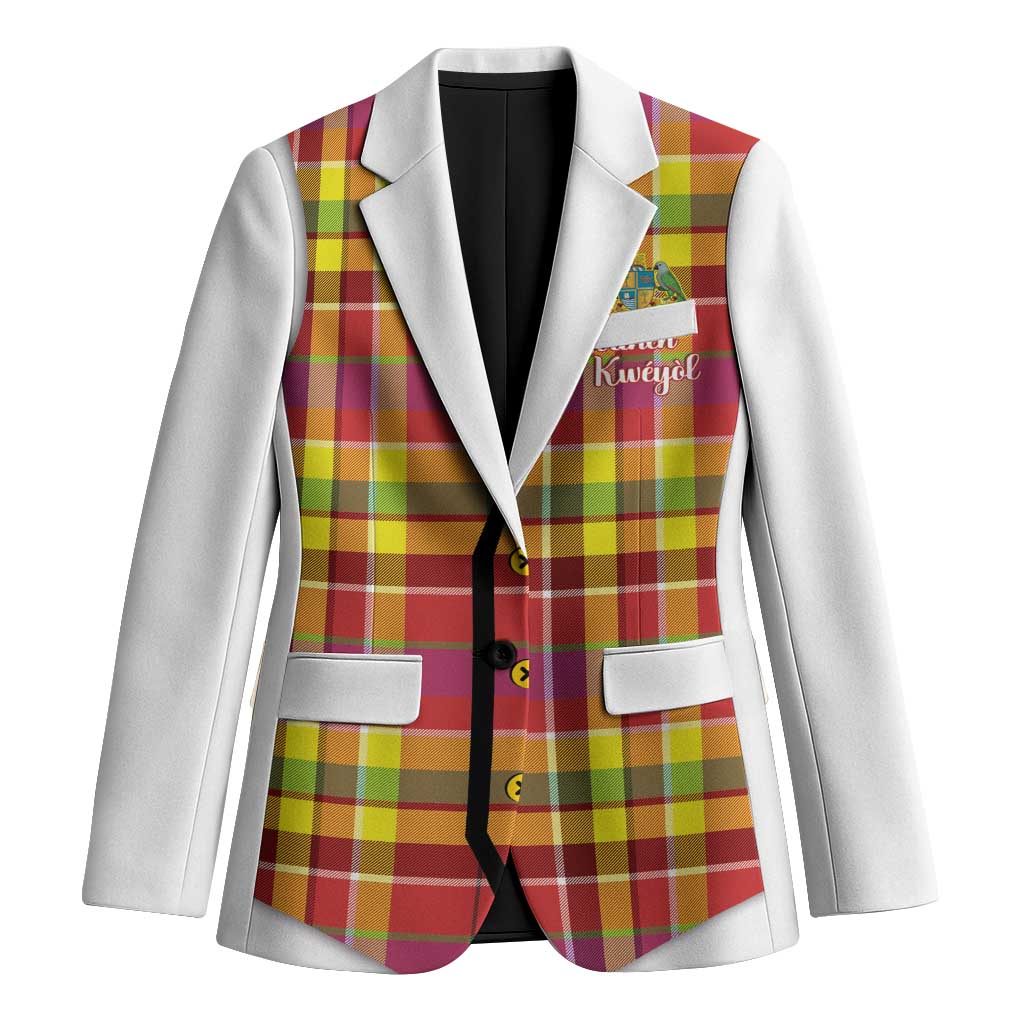 Personalized Dominica Creole Day Blazer Jounen Kweyol Red Madras Proud - Wonder Print Shop