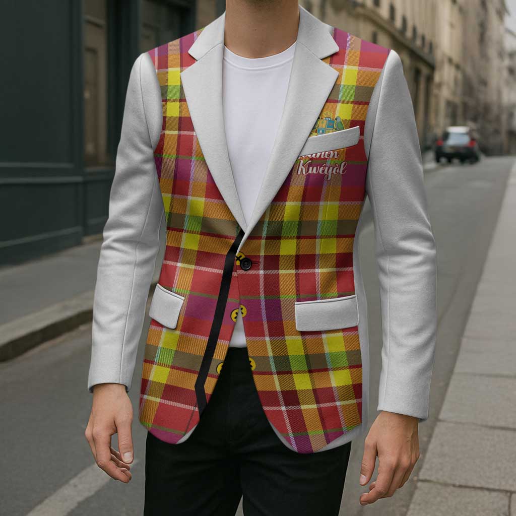 Personalized Dominica Creole Day Blazer Jounen Kweyol Red Madras Proud - Wonder Print Shop