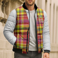 Personalized Dominica Creole Day Bomber Puffer Jacket Jounen Kweyol Red Madras Proud - Wonder Print Shop