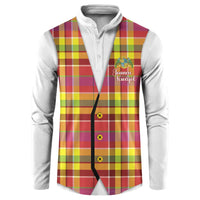 Personalized Dominica Creole Day Button Sweatshirt Jounen Kweyol Red Madras Proud - Wonder Print Shop