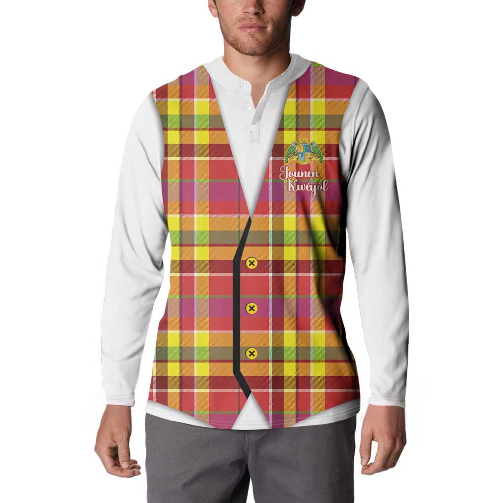 Personalized Dominica Creole Day Button Sweatshirt Jounen Kweyol Red Madras Proud - Wonder Print Shop