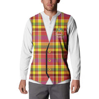 Personalized Dominica Creole Day Button Sweatshirt Jounen Kweyol Red Madras Proud - Wonder Print Shop