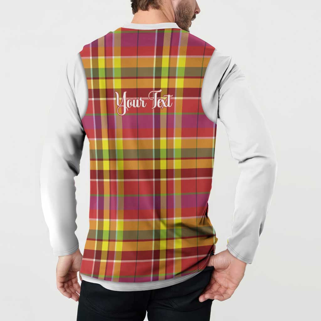 Personalized Dominica Creole Day Button Sweatshirt Jounen Kweyol Red Madras Proud - Wonder Print Shop