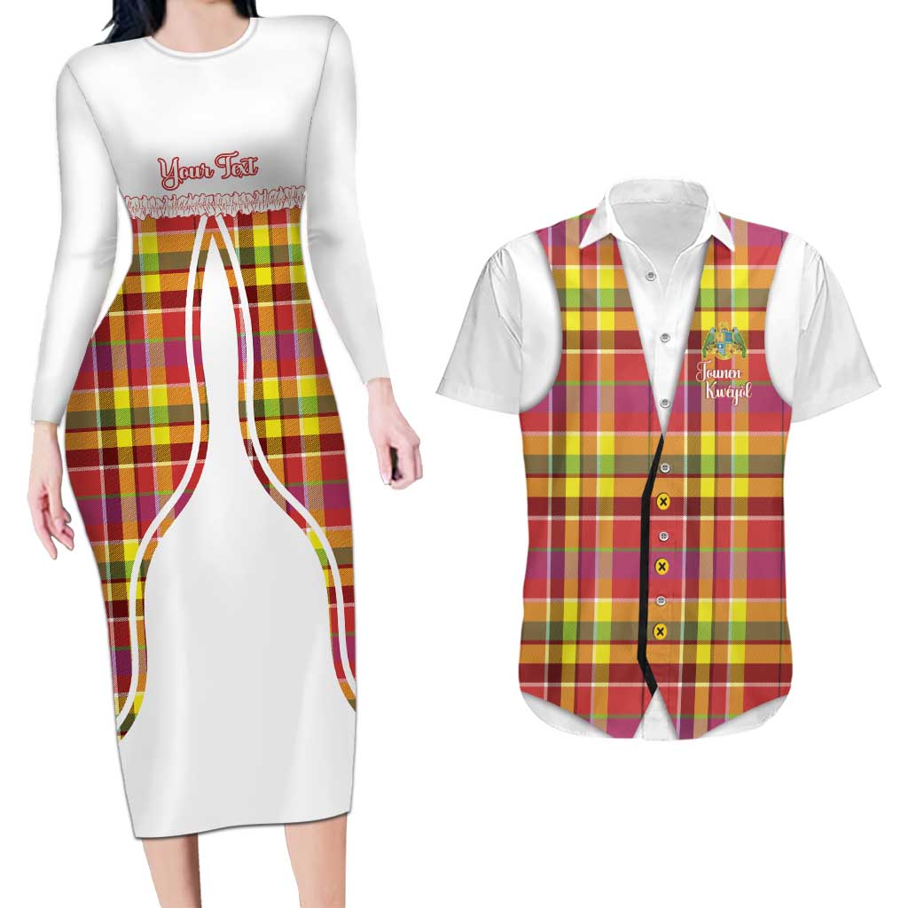 Personalized Dominica Creole Day Couples Matching Long Sleeve Bodycon Dress and Hawaiian Shirt Jounen Kweyol Red Madras Proud - Wonder Print Shop