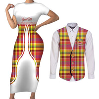Personalized Dominica Creole Day Couples Matching Short Sleeve Bodycon Dress and Long Sleeve Button Shirt Jounen Kweyol Red Madras Proud - Wonder Print Shop