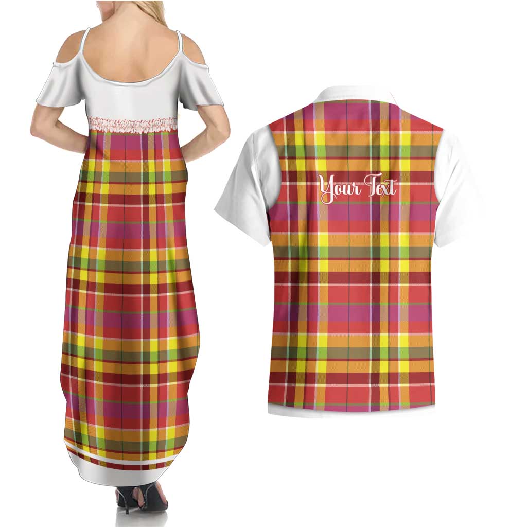 Personalized Dominica Creole Day Couples Matching Summer Maxi Dress and Hawaiian Shirt Jounen Kweyol Red Madras Proud - Wonder Print Shop