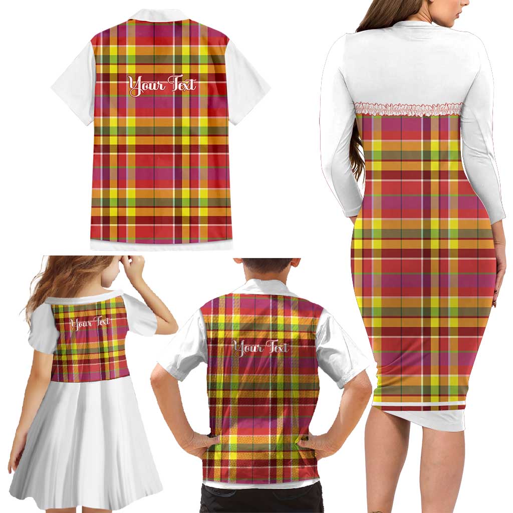 Personalized Dominica Creole Day Family Matching Long Sleeve Bodycon Dress and Hawaiian Shirt Jounen Kweyol Red Madras Proud - Wonder Print Shop