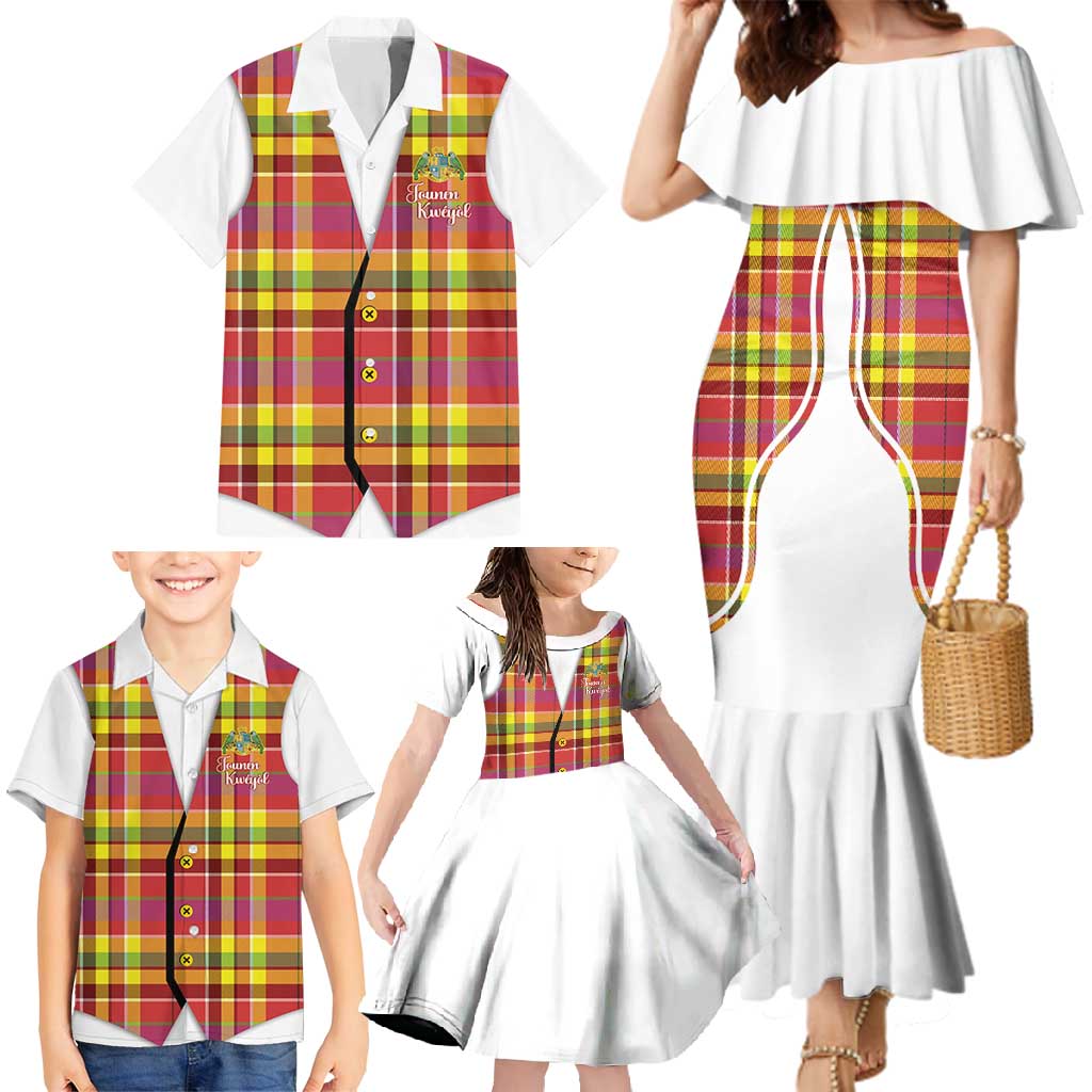 Personalized Dominica Creole Day Family Matching Mermaid Dress and Hawaiian Shirt Jounen Kweyol Red Madras Proud - Wonder Print Shop