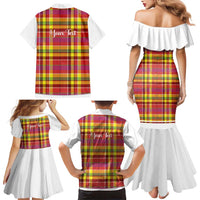 Personalized Dominica Creole Day Family Matching Mermaid Dress and Hawaiian Shirt Jounen Kweyol Red Madras Proud - Wonder Print Shop
