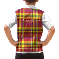 Personalized Dominica Creole Day Family Matching Off The Shoulder Long Sleeve Dress and Hawaiian Shirt Jounen Kweyol Red Madras Proud - Wonder Print Shop