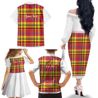 Personalized Dominica Creole Day Family Matching Off The Shoulder Long Sleeve Dress and Hawaiian Shirt Jounen Kweyol Red Madras Proud - Wonder Print Shop