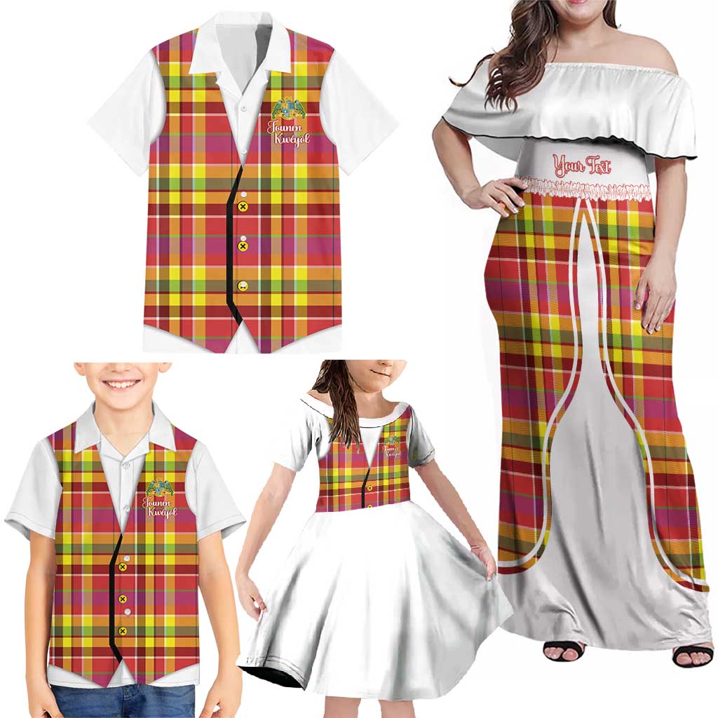 Personalized Dominica Creole Day Family Matching Off Shoulder Maxi Dress and Hawaiian Shirt Jounen Kweyol Red Madras Proud - Wonder Print Shop